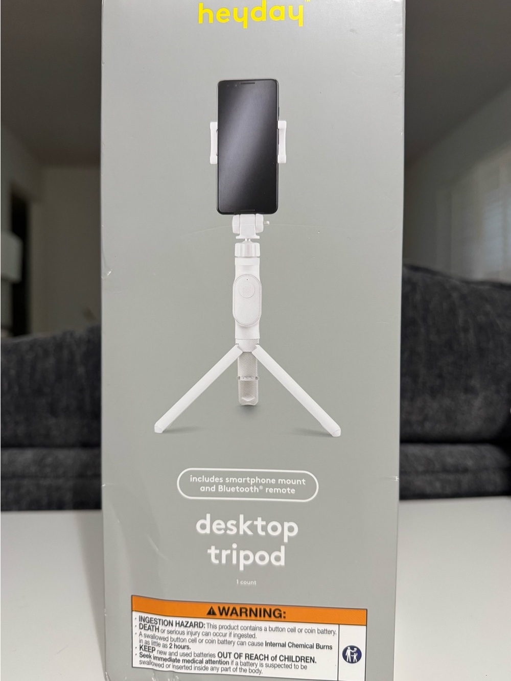 heyday White Desktop Tripod with Smartphone Mount and Bluetooth Remote